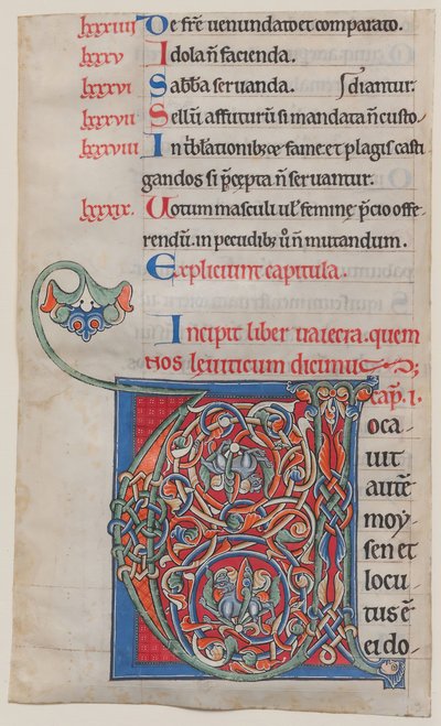 Manuskriptbelysning med initial V, fra en bibel, ca. 1175-95. av Unbekannt