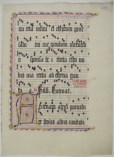 Manuskriptblad med initial A, fra et antifonarium, tysk, andre kvartal 1400-tallet. av Unbekannt