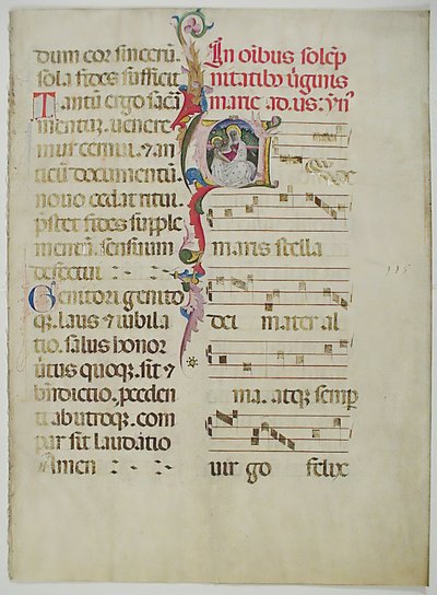 Manuskriptblad med initial A, fra et antifonarium, italiensk, 1400-tallet. av Unbekannt