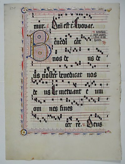 Manuskriptblad med initial B, fra et antifonarium, tysk, andre kvartal 1400-tallet. av Unbekannt