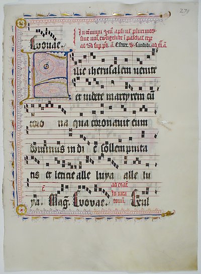 Manuskriptblad med initial F, fra et antifonarium, tysk, andre kvartal 1400-tallet. av Unbekannt