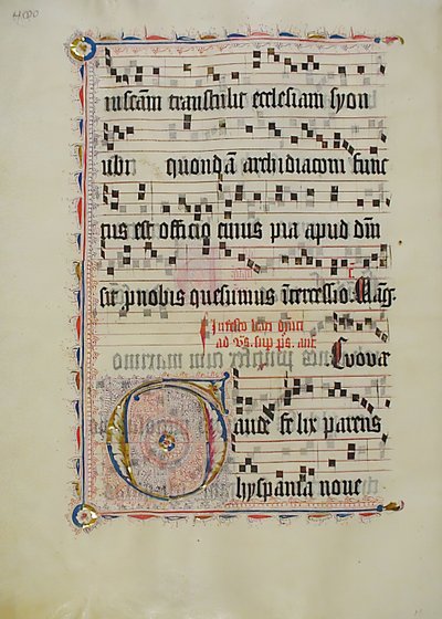 Manuskriptblad med initial G, fra et antifonarium, tysk, andre kvartal 1400-tallet. av Unbekannt