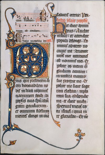Manuskriptblad med initial M, fra et missal, fransk, ca. 1290. av Unbekannt