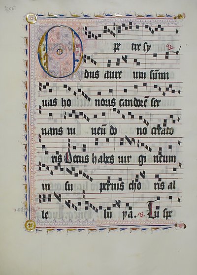 Manuskriptblad med initial O, fra et antifonarium, tysk, andre kvartal 1400-tallet. av Unbekannt