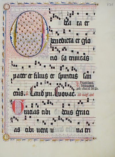 Manuskriptblad med initial O, fra et antifonarium, tysk, andre kvartal 1400-tallet. av Unbekannt