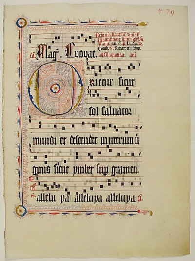 Manuskriptblad med initial O, fra et antifonarium, tysk, andre kvartal 1400-tallet. av Unbekannt