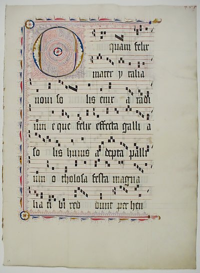 Manuskriptblad med initial O, fra et antifonarium, tysk, andre kvartal 1400-tallet. av Unbekannt