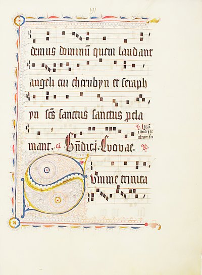 Manuskriptblad med initial S, fra et antifonarium, tysk, andre kvartal 1400-tallet. av Unbekannt