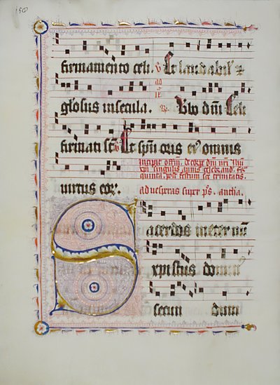 Manuskriptblad med initial S, fra et antifonarium, tysk, andre kvartal 1400-tallet. av Unbekannt