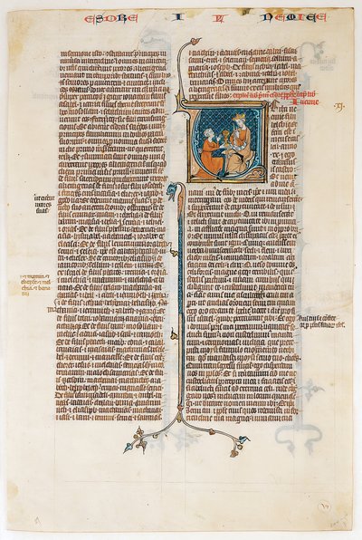 Manuskriptblad med åpning av Nehemias bok, fra en bibel, ca. 1280-1300. av Unbekannt