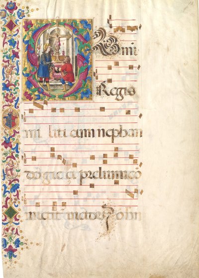 Manuskriptblad med Saint John Gualbert i en innledende S, fra en Antiphonary, tidlig på 1500-tallet. av Unbekannt