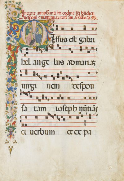 Manuskriptblad med evangelisten Johannes og døperen Johannes i et..., 2. halvdel 15. e.kr. av Unbekannt