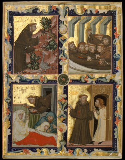 Manuskriptblad med scener fra livet til den hellige Frans av Assisi, ca. 1320-42. av Unbekannt