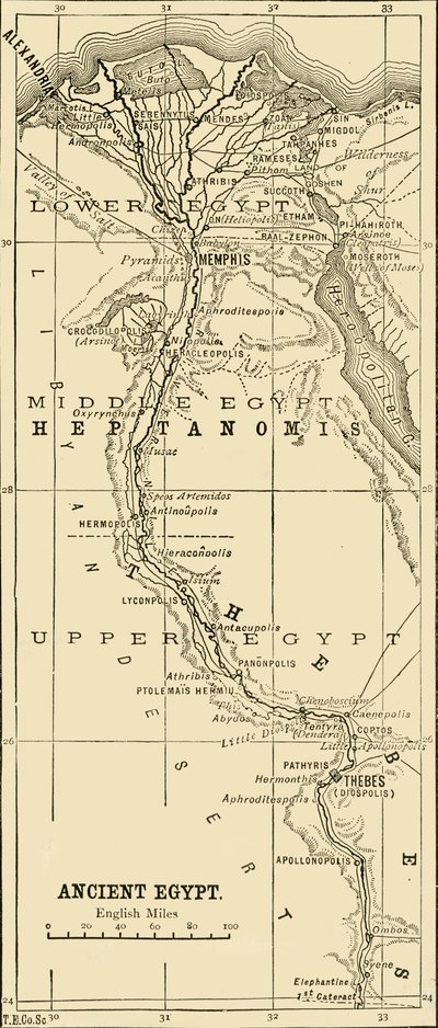 Kart over det gamle Egypt, 1890. av Unbekannt