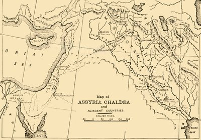 Kart over Assyria, Kaldea og tilstøtende land, 1890. av Unbekannt