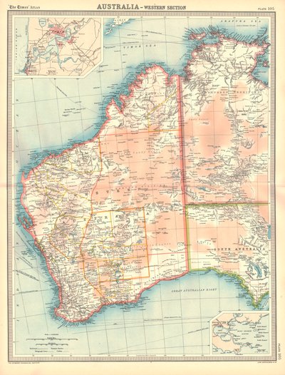 Kart over Australia - Western Section av Unbekannt