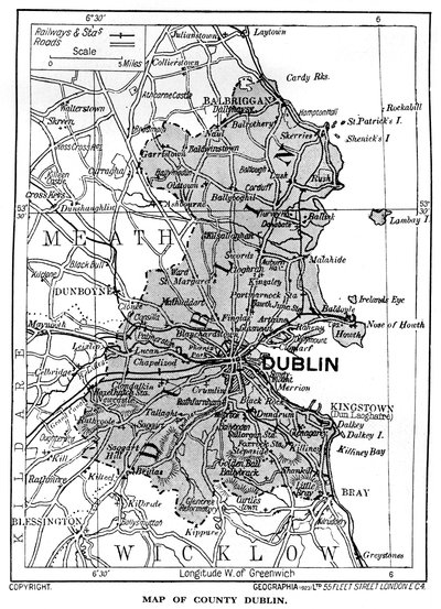 Kart over County Dublin, Irland, 1924-1926 av Unbekannt