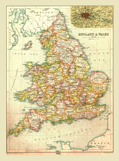Kart over England og Wales, 1902. av Unbekannt