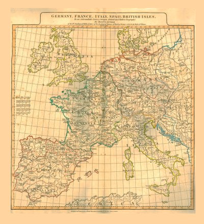Kart over Europa, 1821. av Unbekannt