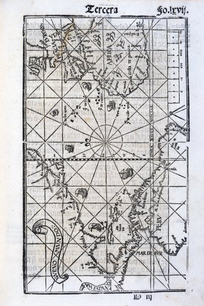 Kart over Europa, Afrika og Amerika av Unbekannt