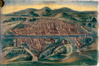 Kart over Firenze, 1400-tallet av Unbekannt