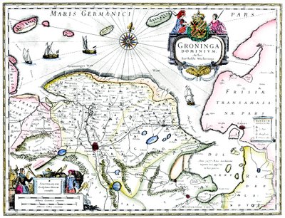Kart over Groningen, Nederland, 1600-tallet av Unbekannt