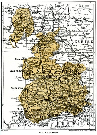Kart over Lancashire, 1924-1926 av Unbekannt