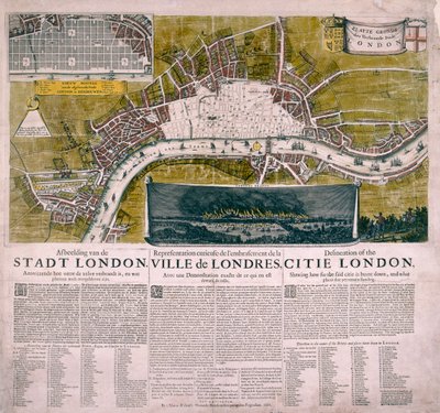 Kart over London, 1666 av Unbekannt