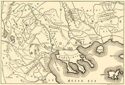 Kart over Macedon og de tilstøtende distriktene, 1890. av Unbekannt