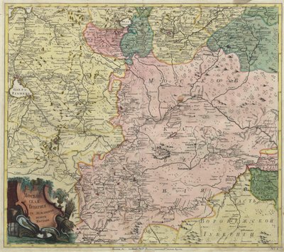 Kart over Moskva guvernement og deler av nærmeste provinser, 1745 av Unbekannt