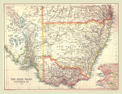 Kart over New South Wales og Victoria, 1902. av Unbekannt