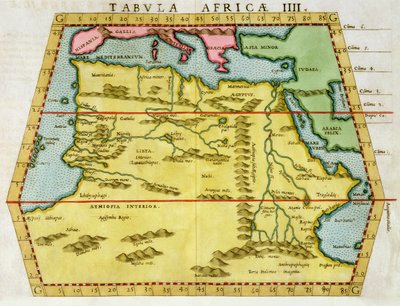 Kart over Nord-Afrika, ca 1580-tallet av Unbekannt