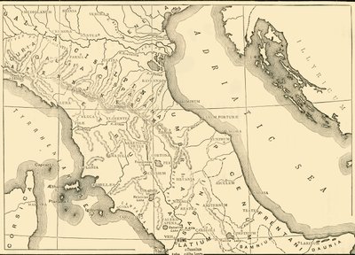 Kart over Nord- og Sentral-Italia, 1890. av Unbekannt