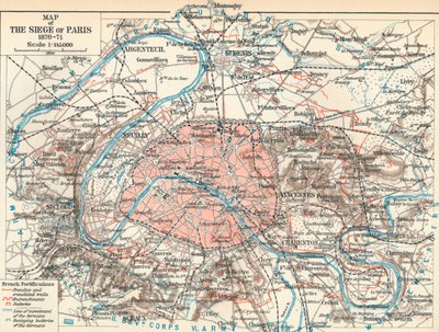 Kart over beleiringen av Paris, 1870-71, 1907 av Unbekannt