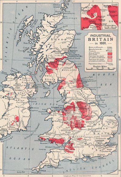 Kart over det industrielle Storbritannia i 1881, 1906 av Unbekannt