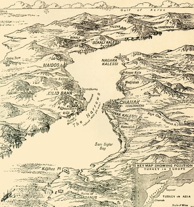 Kart over Dardanellene, første verdenskrig, 1915, c1920. av Unbekannt