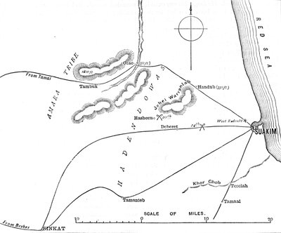 Kart over omgivelsene til Suakim, c1885 av Unbekannt