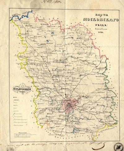 Kart over Moskva Governorate, 1849 av Unbekannt