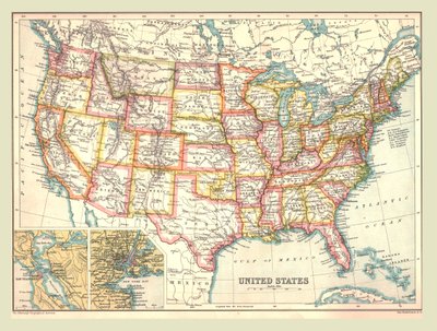 Kart over USA, 1902. av Unbekannt