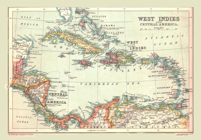 Kart over Vestindia og Mellom-Amerika, 1902. av Unbekannt
