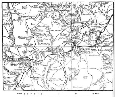 Kart for å illustrere operasjonene rundt Colesberg, 1902 av Unbekannt