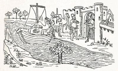 Marco Polo lander i Ormuz, c1300, 1912 av Unbekannt