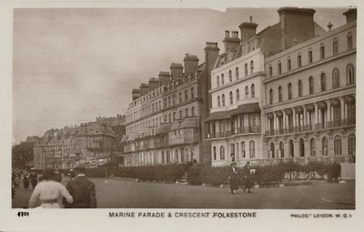 Marine Parade & Crescent Folkestone, sent på 1800- og begynnelsen av 1900-tallet av Unbekannt