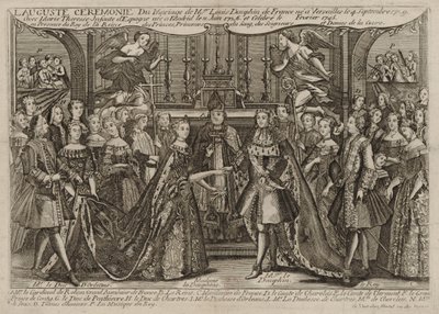 Ekteskap med Louis, Dauphin av Frankrike med Marie Thérèse Raphaëlle, Infanta av Spania i 1745 i Versailles, 1745 av Unbekannt