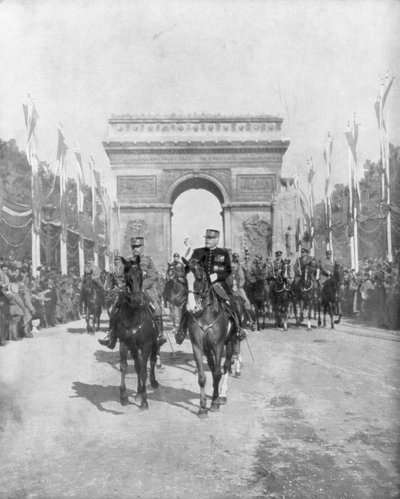 Marshals Foch og Joffre under den store seiersparaden, Paris, Frankrike, 14. juli 1919 av Unbekannt