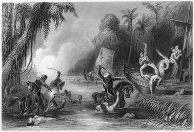 Massakre i båtene utenfor Cawnpore, 1857, c1860 av Unbekannt