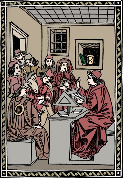 Mestre med sine studenter. Christoforo Landino, 1492, 1917 av Unbekannt
