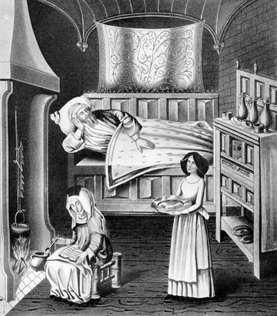 Matrone og tjener i sykekammeret, c1470, 1910 av Unbekannt