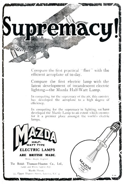 Mazda halvwatt type elektriske lamper annonse, 1919 av Unbekannt