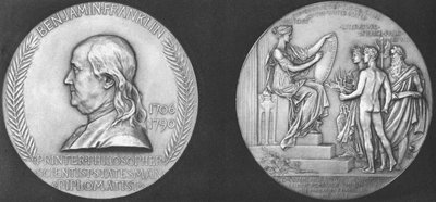 Medalje slått for å minnes 200-årsjubileet for fødselen til Benjamin Franklin av Unbekannt